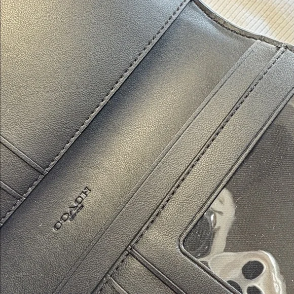 NWT Black Coach Wallet Essential Slim Billfold NEW Zipper for coins cards - Picture 4 of 9